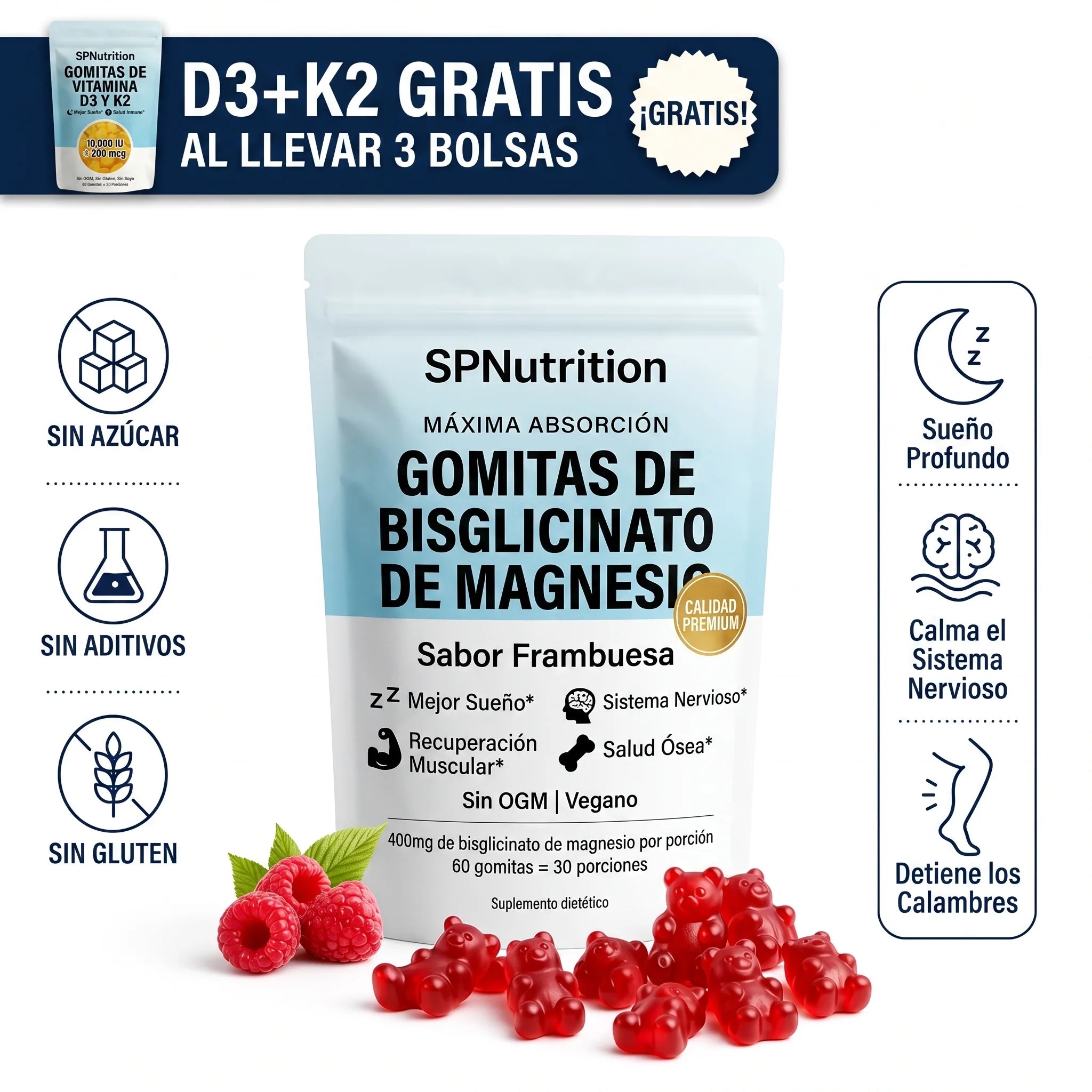 Gominolas de bisglicinato de magnesio de SPNutrition