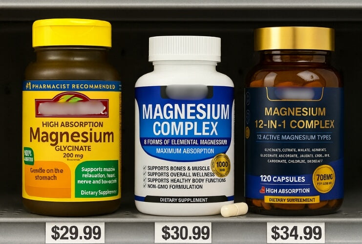 Comparison image of magnesium supplement bottles