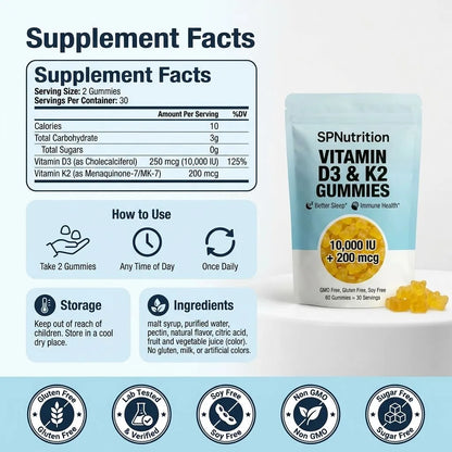 Gominolas de D3 + K2 de SPNutrition (suministro para 30 días)